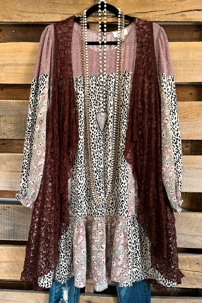 Run To Me Lace Vest - Brown .