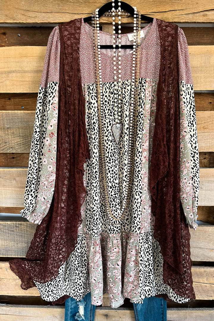 Run To Me Lace Vest - Brown .