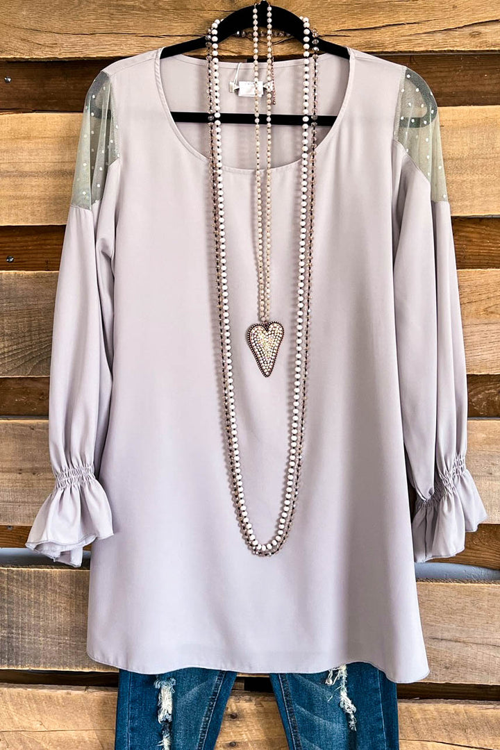 On Cloud Nine Blouse - Light Grey - SALE
