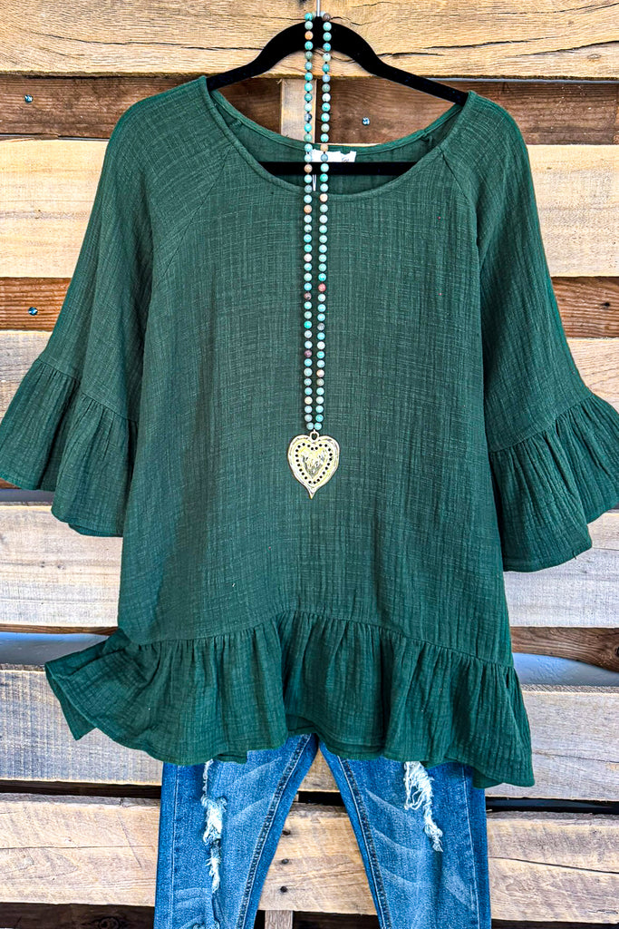 As Far As You Know Top - Forest Green - 100% COTTON