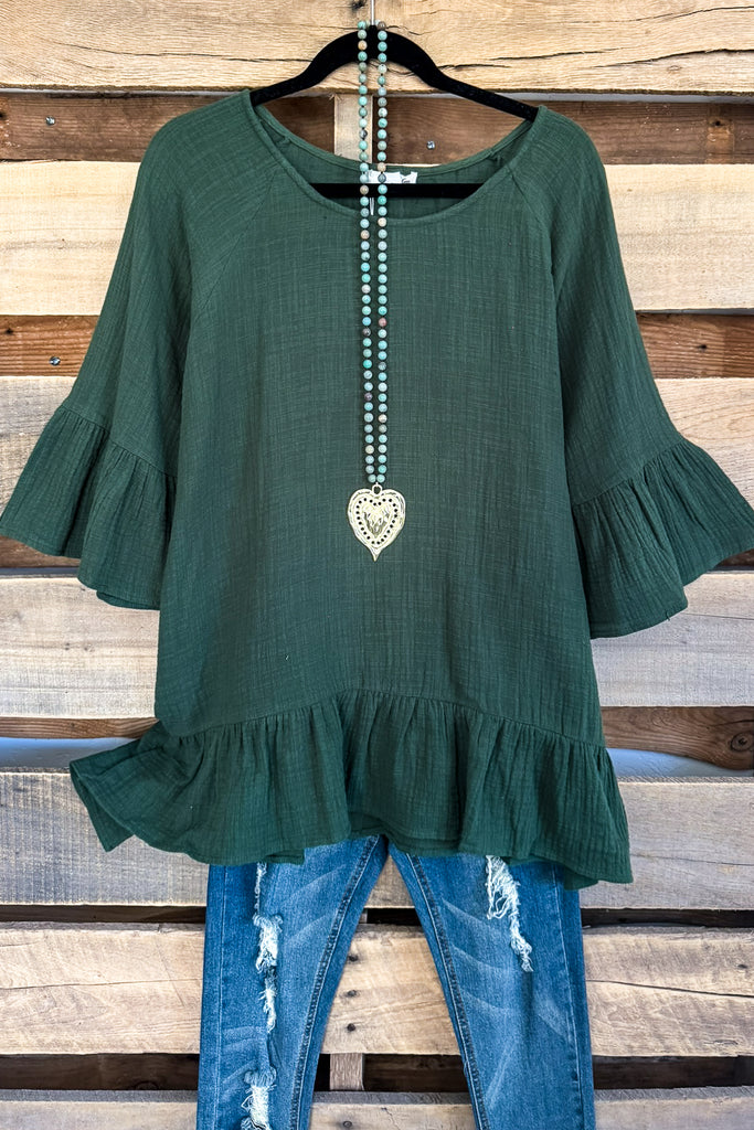 As Far As You Know Top - Forest Green - 100% COTTON