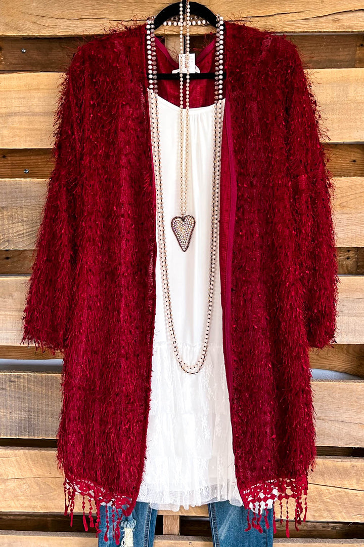 AHB EXCLUSIVE: When In Love Cardigan - Burgundy - SALE
