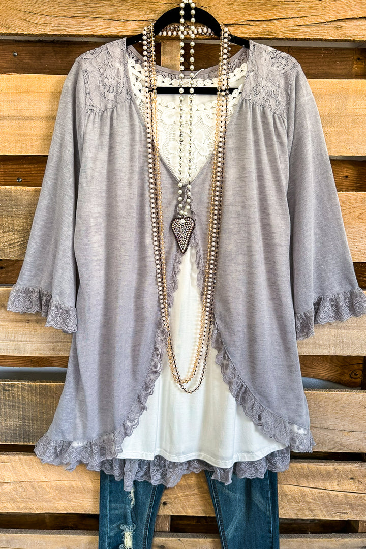 Lovely Lace Cardigan - Light Grey