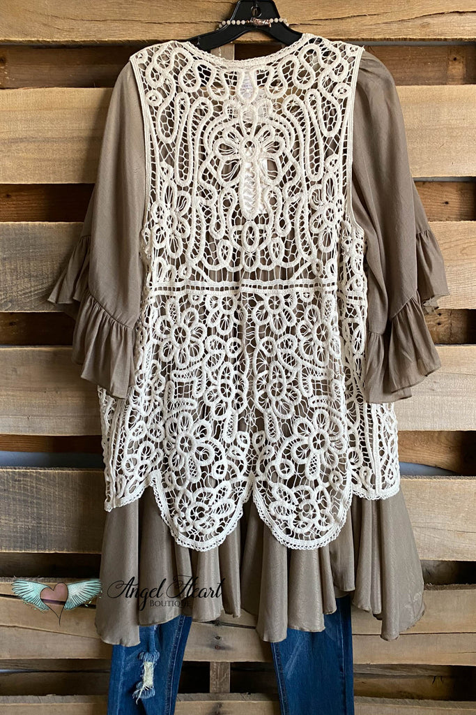 AHB EXCLUSIVE: Laced In Love Crochet Vest - Beige -100% COTTON