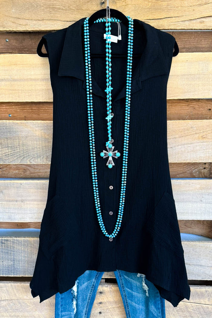 Like the Wind Tunic - Black - 100% COTTON - SALE