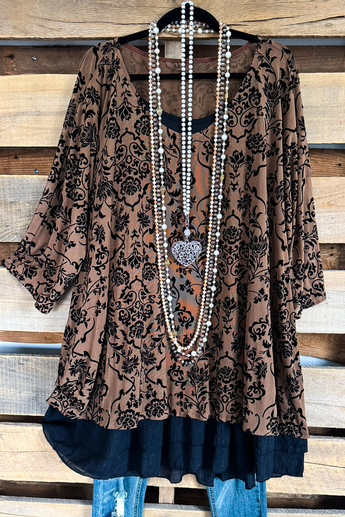 Regal Romance Tunic - Brown - 2 Piece Set