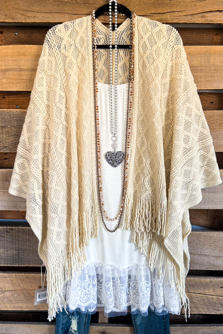 Full Speed Ahead Knit Ruana - Beige - SALE
