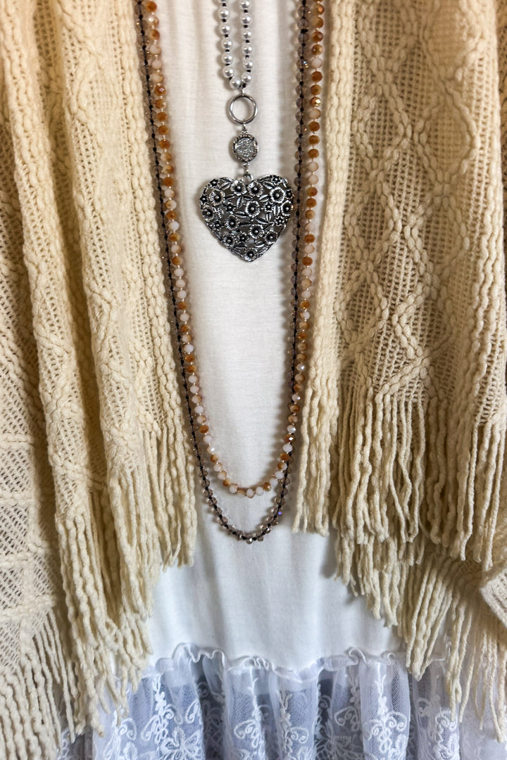 Full Speed Ahead Knit Ruana - Beige - SALE