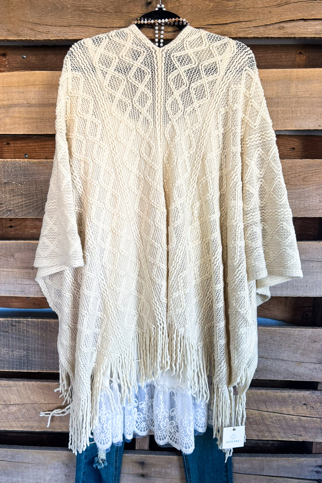 Full Speed Ahead Knit Ruana - Beige - SALE