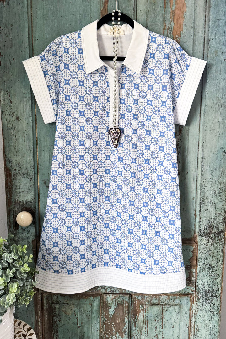 Pretty In Petals Dress - Chambray - 100% COTTON (S-M-L)- SALE