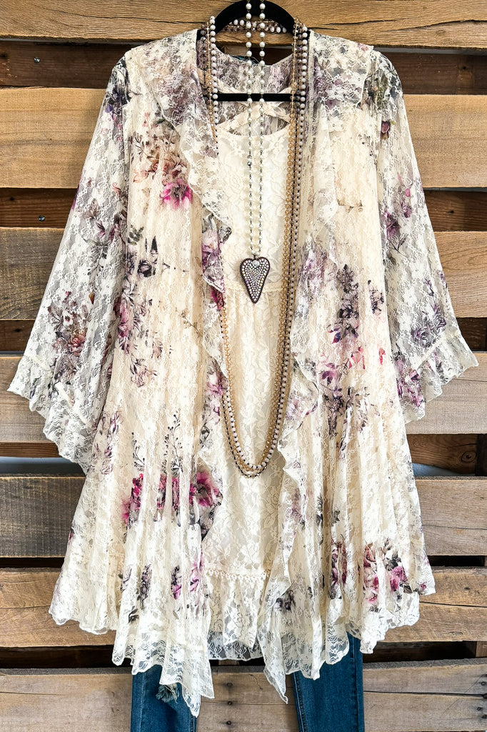 AHB EXCLUSIVE: Embracing Love Lace Cardigan - Beige/ CH FL