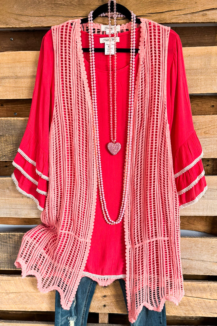 Warming In The Sun Crochet Vest - Peach - 100% COTTON