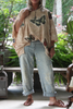 Butterfly Garden Oversized Top - Tan - 100% Cotton