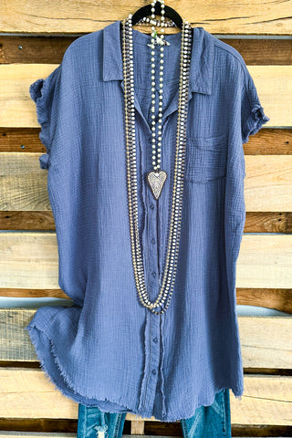 Modern Delight Tunic/Vest (2 Piece Set) - White Blue