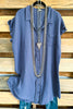 Phenomenally Pleasant  Dress - 100% Cotton - Blue Ash