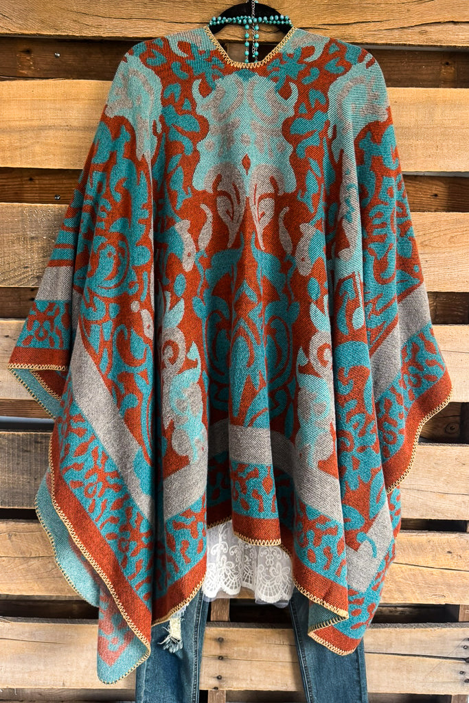 Vintage Affection Poncho - Orange