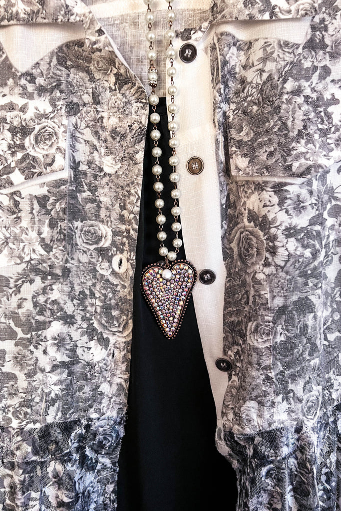 AHB EXCLUSIVE: Wide Awake Long Vest - Ivory/Leopard Rose