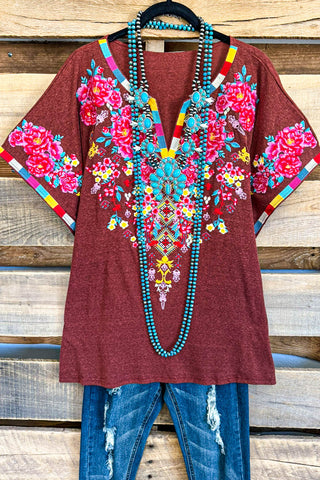 Blooming Harvest OVERSIZED Top - Dusty Rose