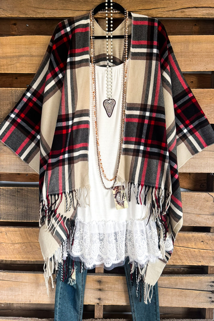 Simple Secrets Poncho - Beige