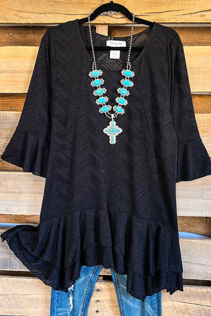 Staying For Awhile Tunic/Dress - Black