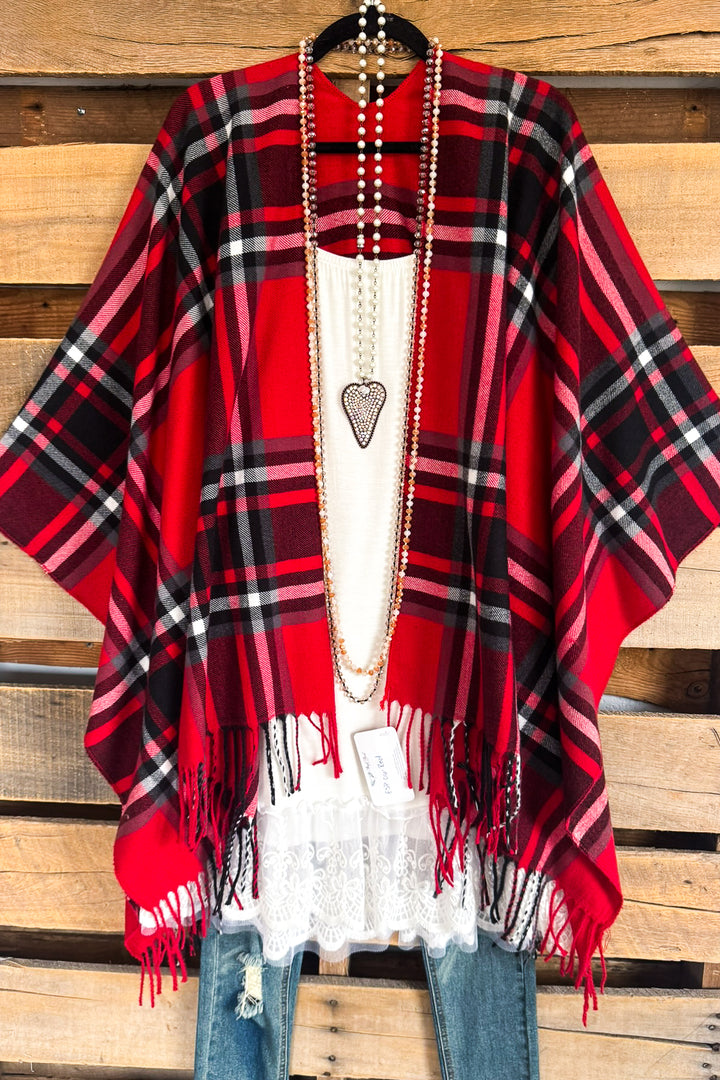 Simple Secrets Poncho - Red