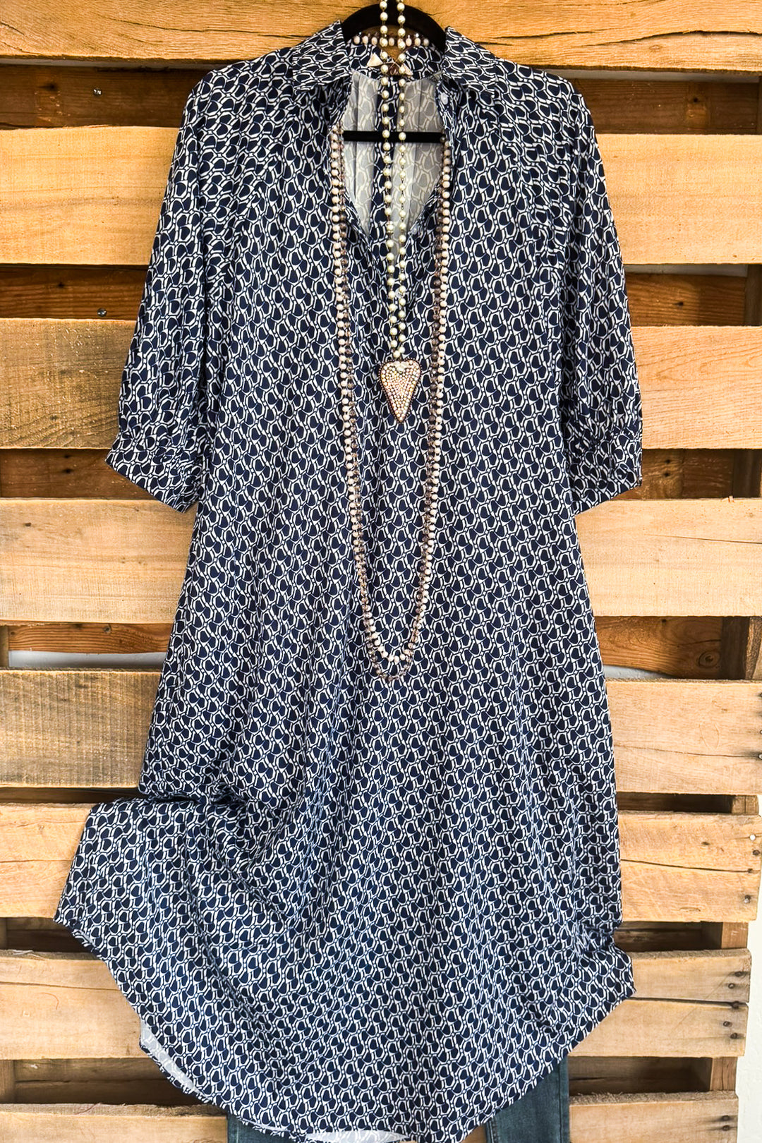 Stay Anchored Dress - Navy