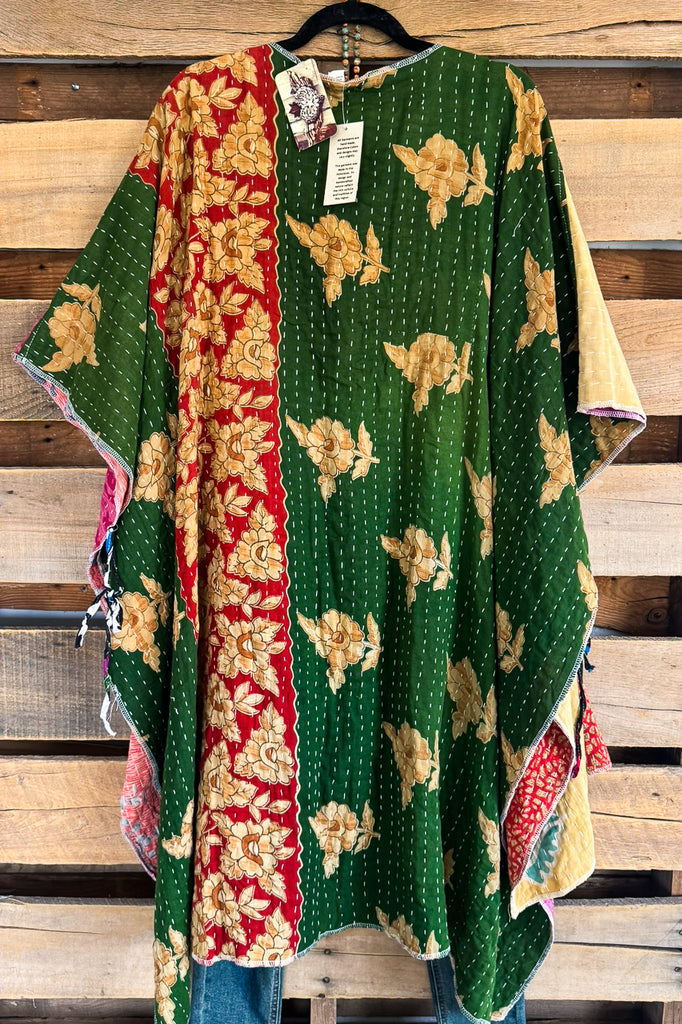 NATURAL FABRICS: Assorted Feelings Tie Front Kimono -  100% COTTON