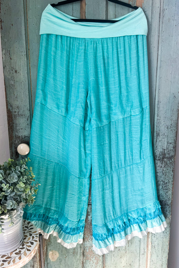 Blossom Blues Pants - Aqua