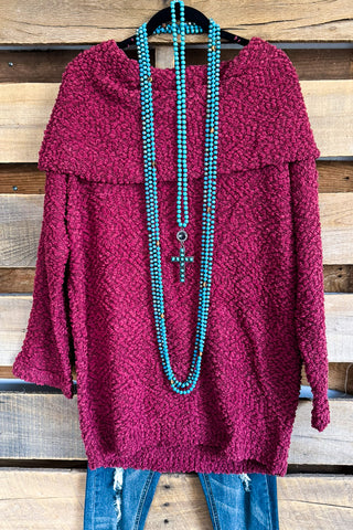 Miss You More Embroidered Poncho Vest - Berry