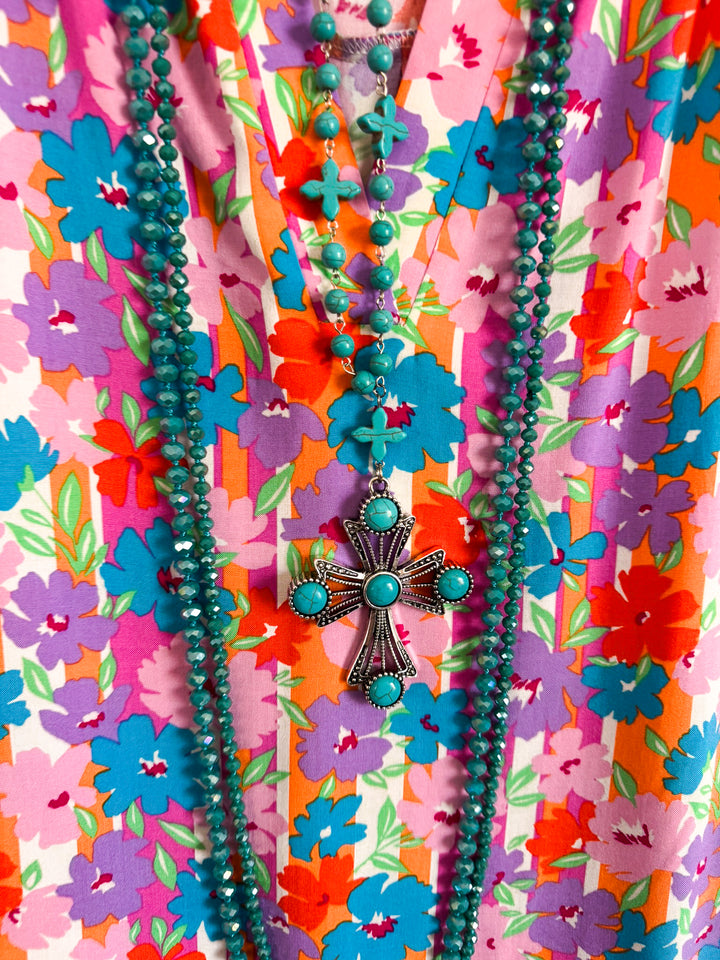 Dazed By The Sun Top - Multi Flower - SALE