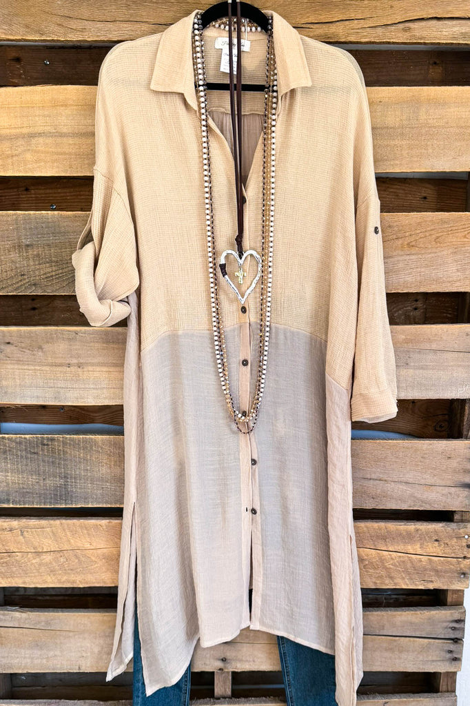 Cape Cod Shirt Dress - Mocha - 100% COTTON