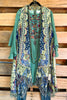 Something More Thick Stich Vest Kimono - Sage/Blue