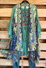 Something More Thick Stich Vest Kimono - Sage/Blue