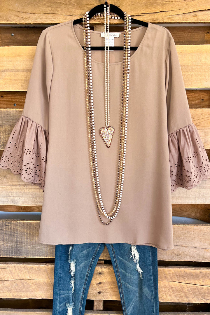 Carry On Eyelet Top - Mocha - SALE