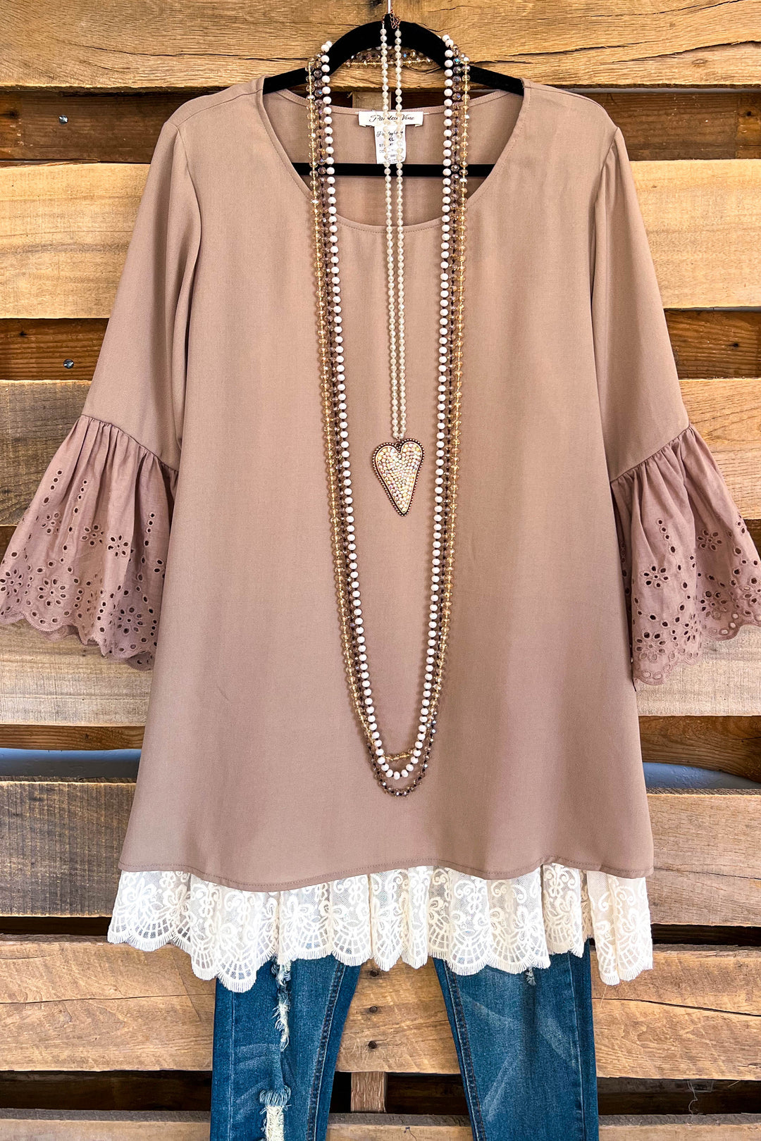 Carry On Eyelet Top - Mocha - SALE