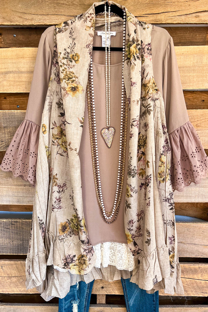 AHB EXCLUSIVE: Counting The Stars Vest - Taupe/Yellow/Floral