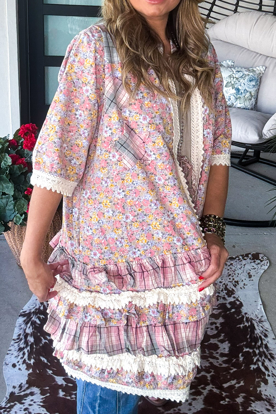 Lace And Daydreams Cardigan - 100% Cotton - Blue Gray