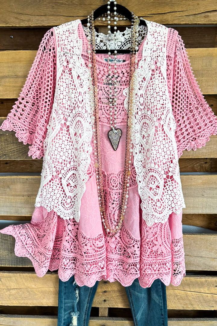 Between Us Crochet Vest - White - 100% COTTON