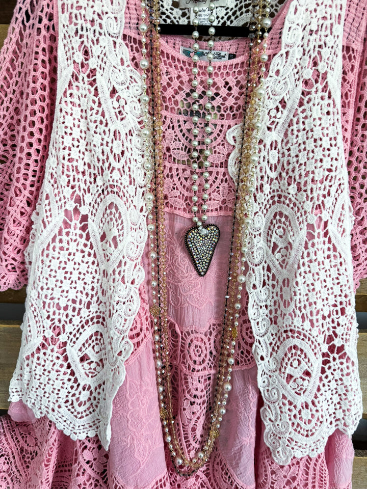 Between Us Crochet Vest - White - 100% COTTON