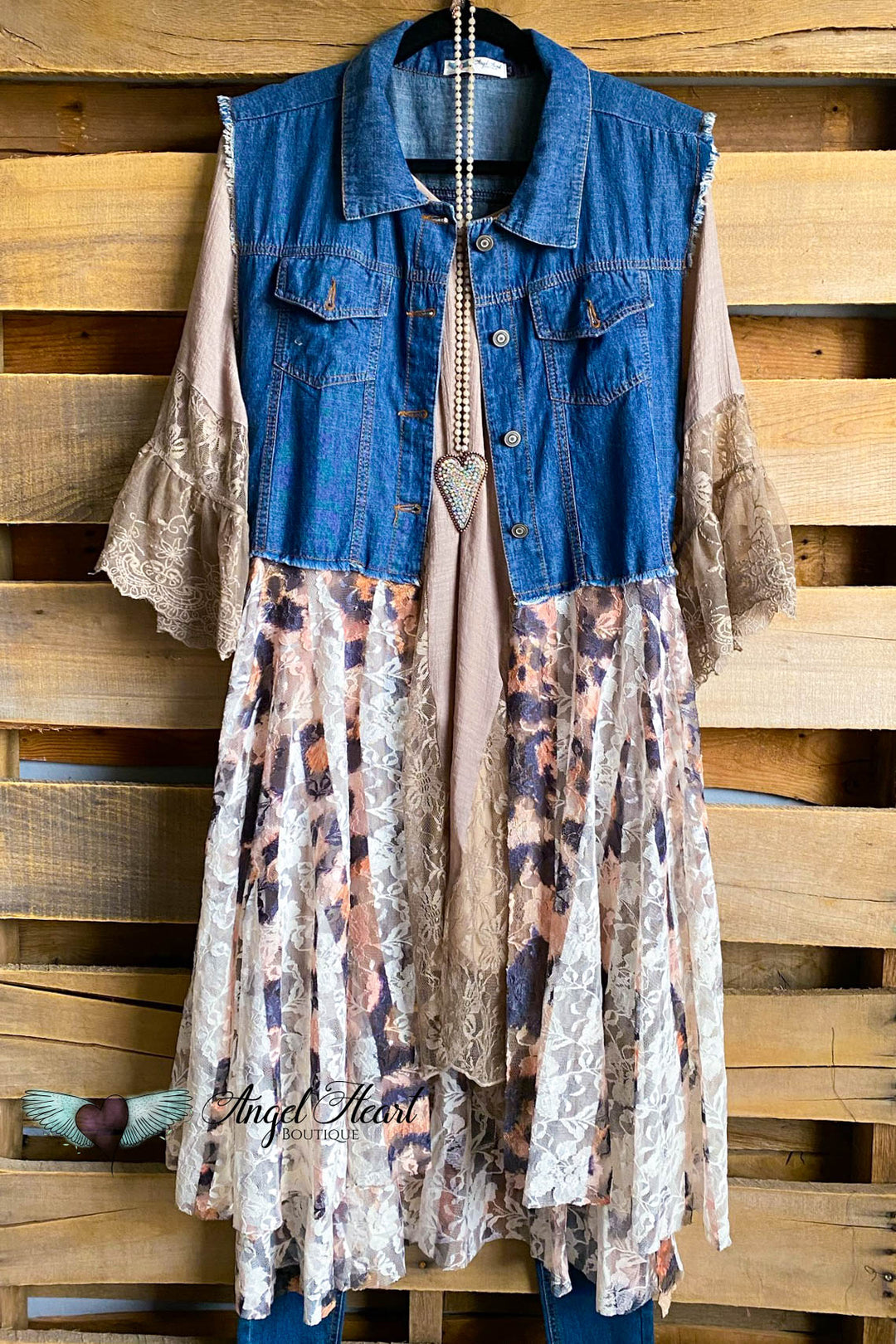 AHB EXCLUSIVE: All The While Oversized Vest - Denim/Leopard - 100% COTTON