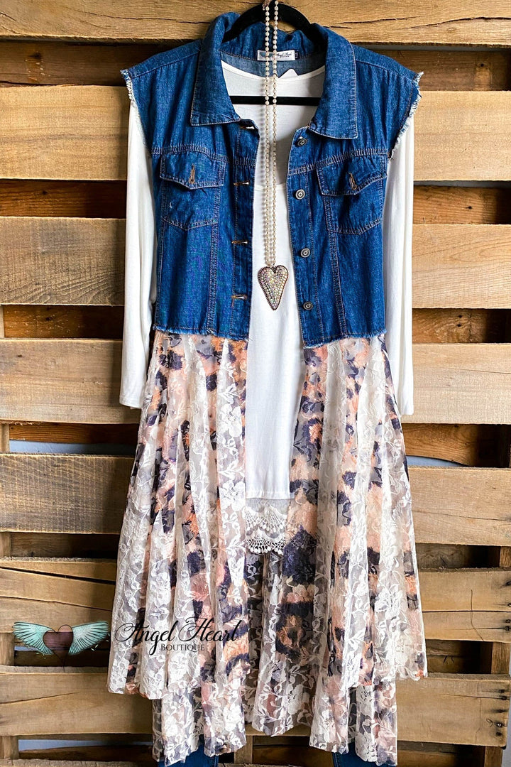 AHB EXCLUSIVE: All The While Oversized Vest - Denim/Leopard - 100% COTTON