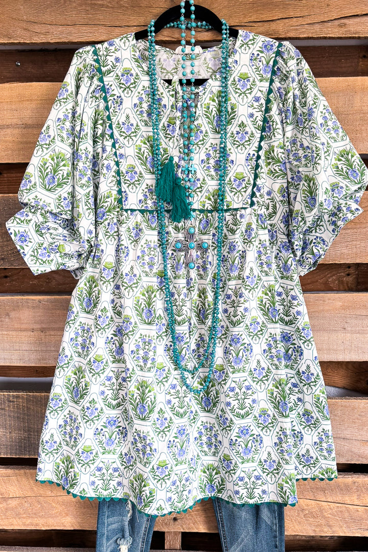Summer Stroll Tunic/Dress - Green - 100%COTTON - SALE