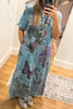 The Painted Garden Heirloom Blue Maxi Dress - 100% Cotton