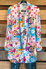 Vibrant Flair Tunic - Turquoise/Pink