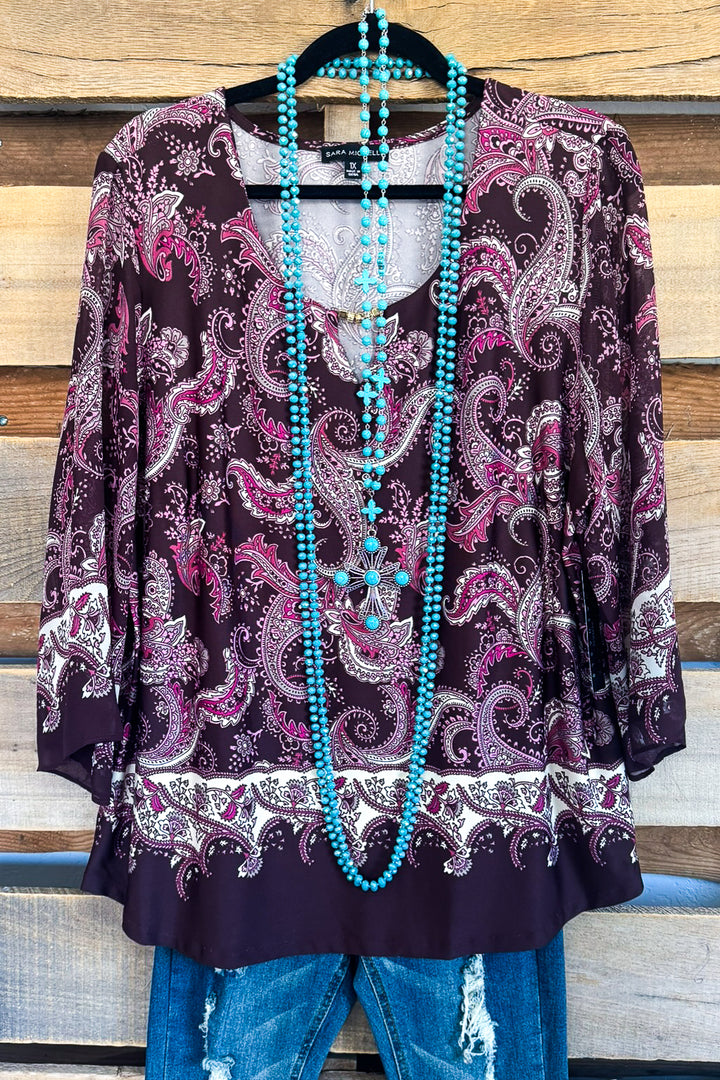 Move With Ease Blouse - Brown/Burgundy/Tan - SALE
