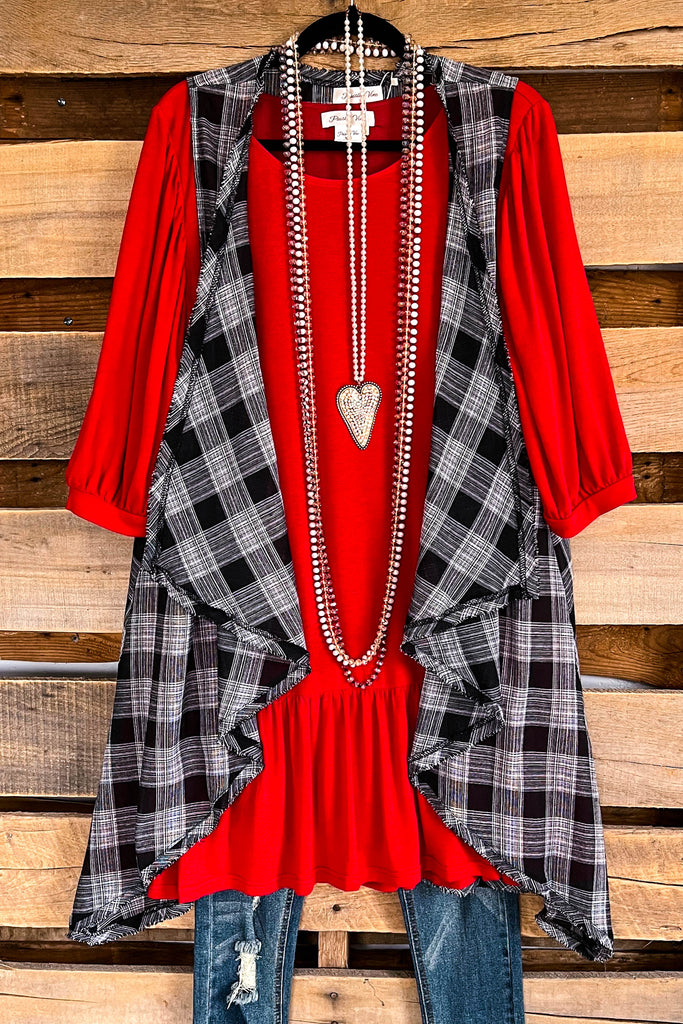 Gingham Charm Vest - Black - 100% COTTON - SALE