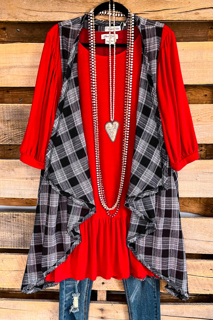 Gingham Charm Vest - Black - 100% COTTON - SALE