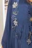 Embroidered Italian Silk Top with Sequin Detail - Blue