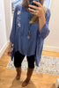 Embroidered Italian Silk Top with Sequin Detail - Blue