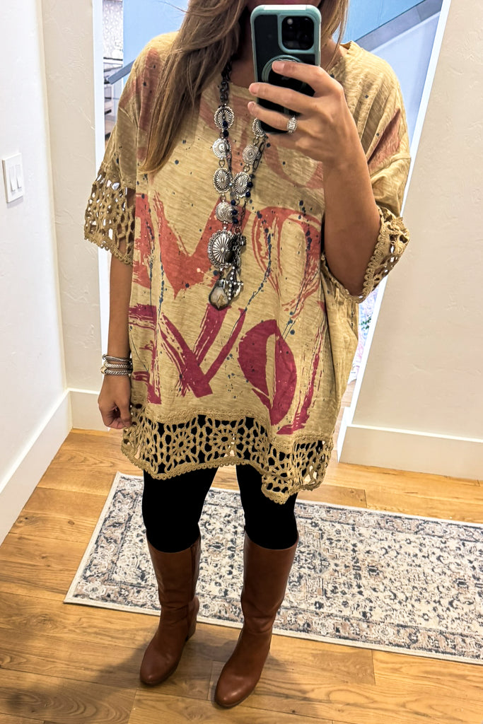 PRE ORDER :  Free Spirit Love Cotton Oversized Tunic – 100% Cotton - Made in USA
